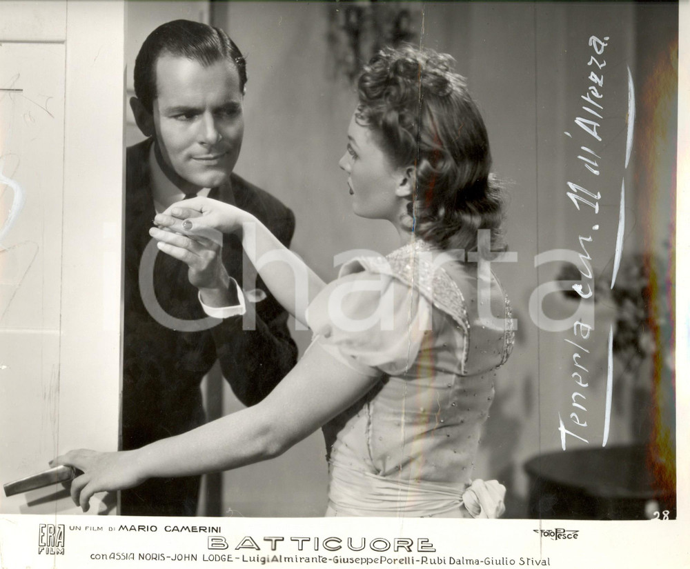 Fotografia d epoca originale 1939 CINEMA John LODGE Assia NORIS in BATTICUORE Fotografia di scena DANNEGGIATA 1
