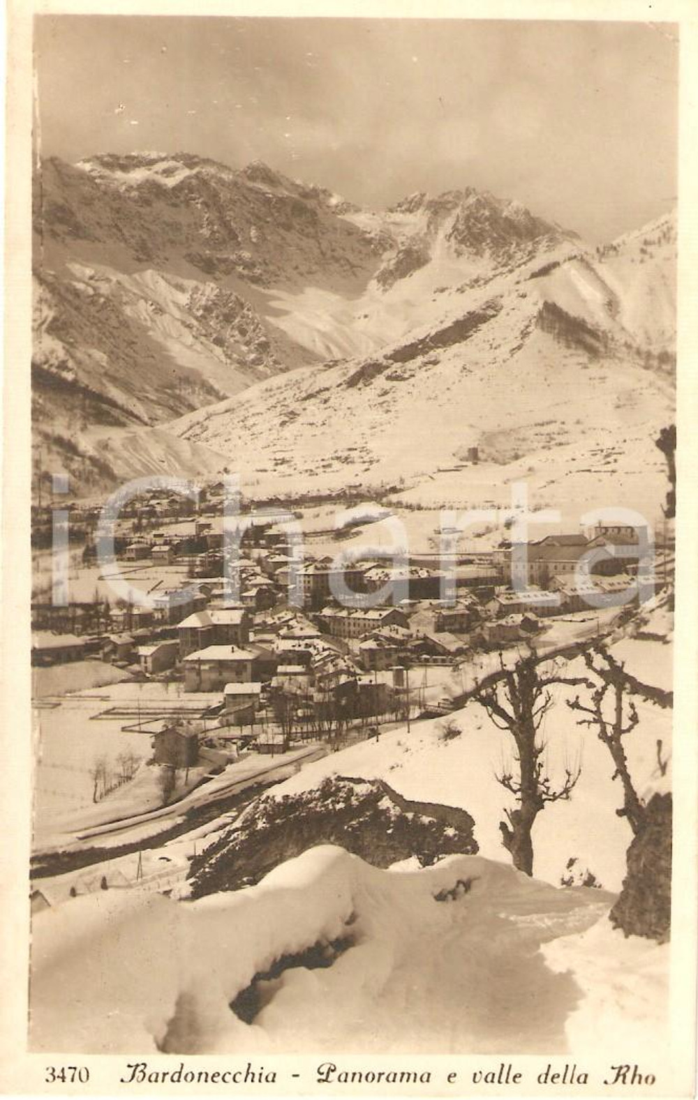 Cartolina originale da collezione 1940 ca BARDONECCHIA (TO) Panorama e Valle della RHO *Cartolina FP NV 1