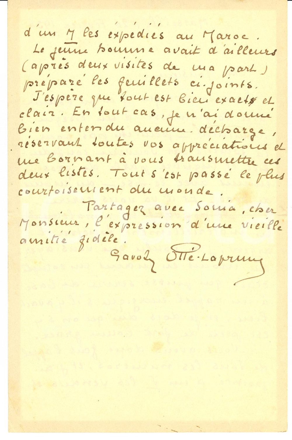 Autografo originale 1936 MARSEILLE (F) Alice GAVOTY OLLE'-LAPRUNE Autograph 1