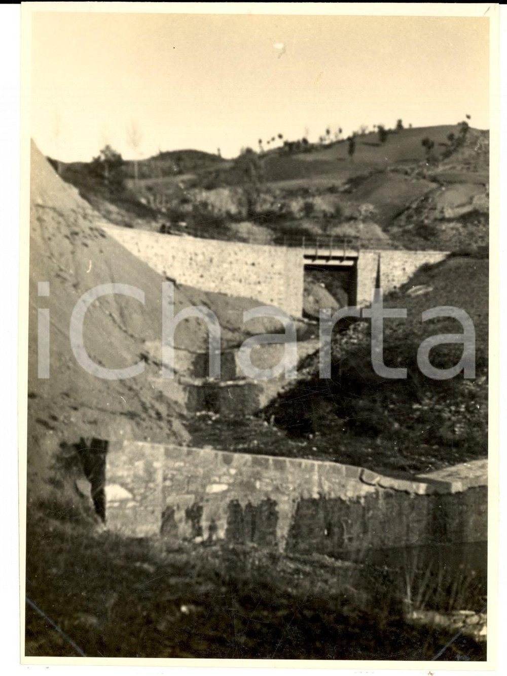 Fotografia d'epoca originale 1925 ca STRADA DEL BRALLO Ponte lungo il FOSSO MASSINIGO *Fotografia artistica 1