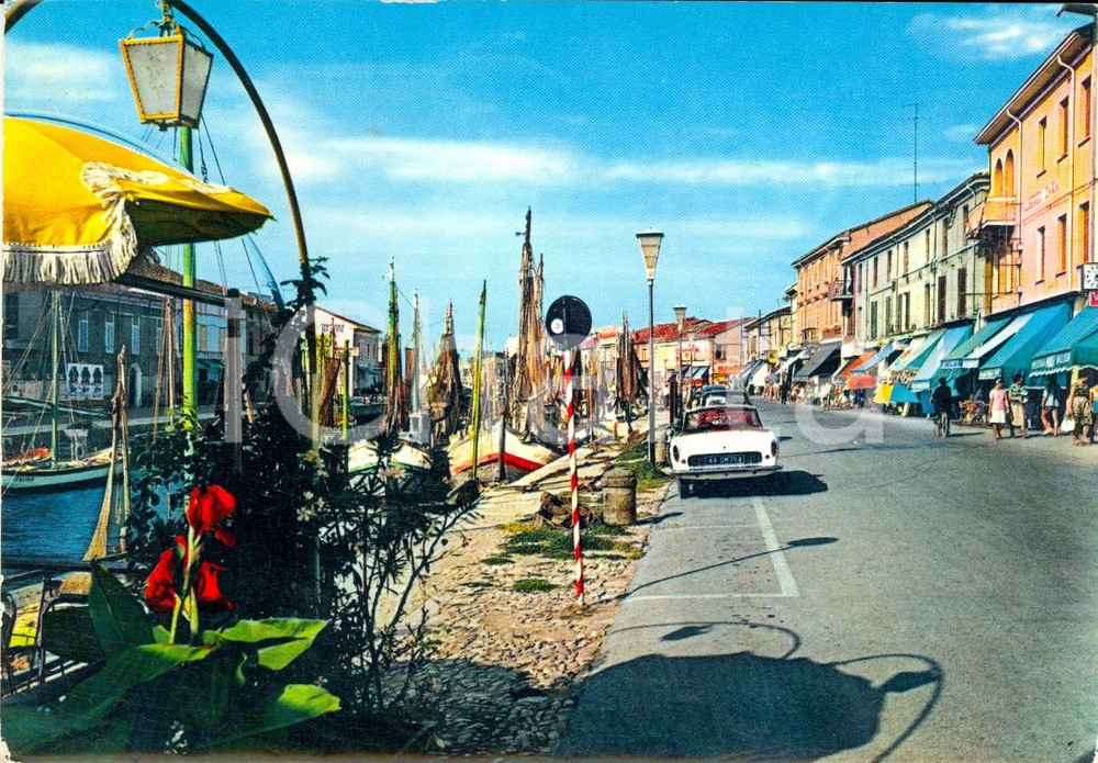 Cartolina originale da collezione 1962 CESENATICO FC Porto canale e Viale Anita GARIBALDI ANIMATA VINTAGE 1