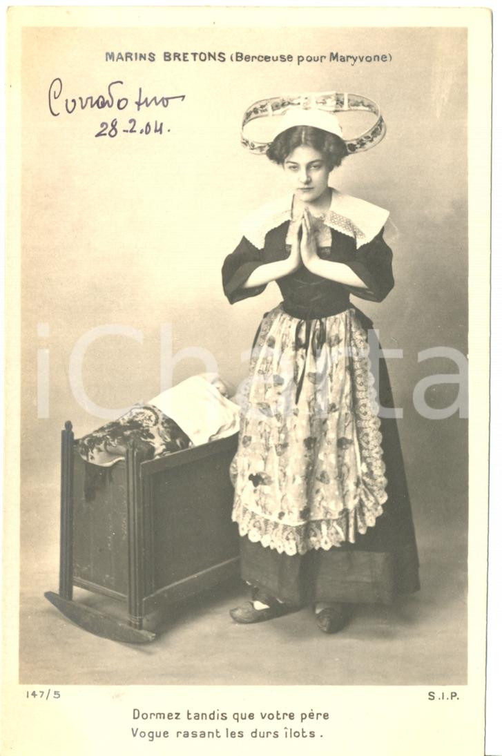 Cartolina originale da collezione 1904 Marins bretons  Berceuse pour MARYVONE  Dormez tandis que Postcard FP NV 1