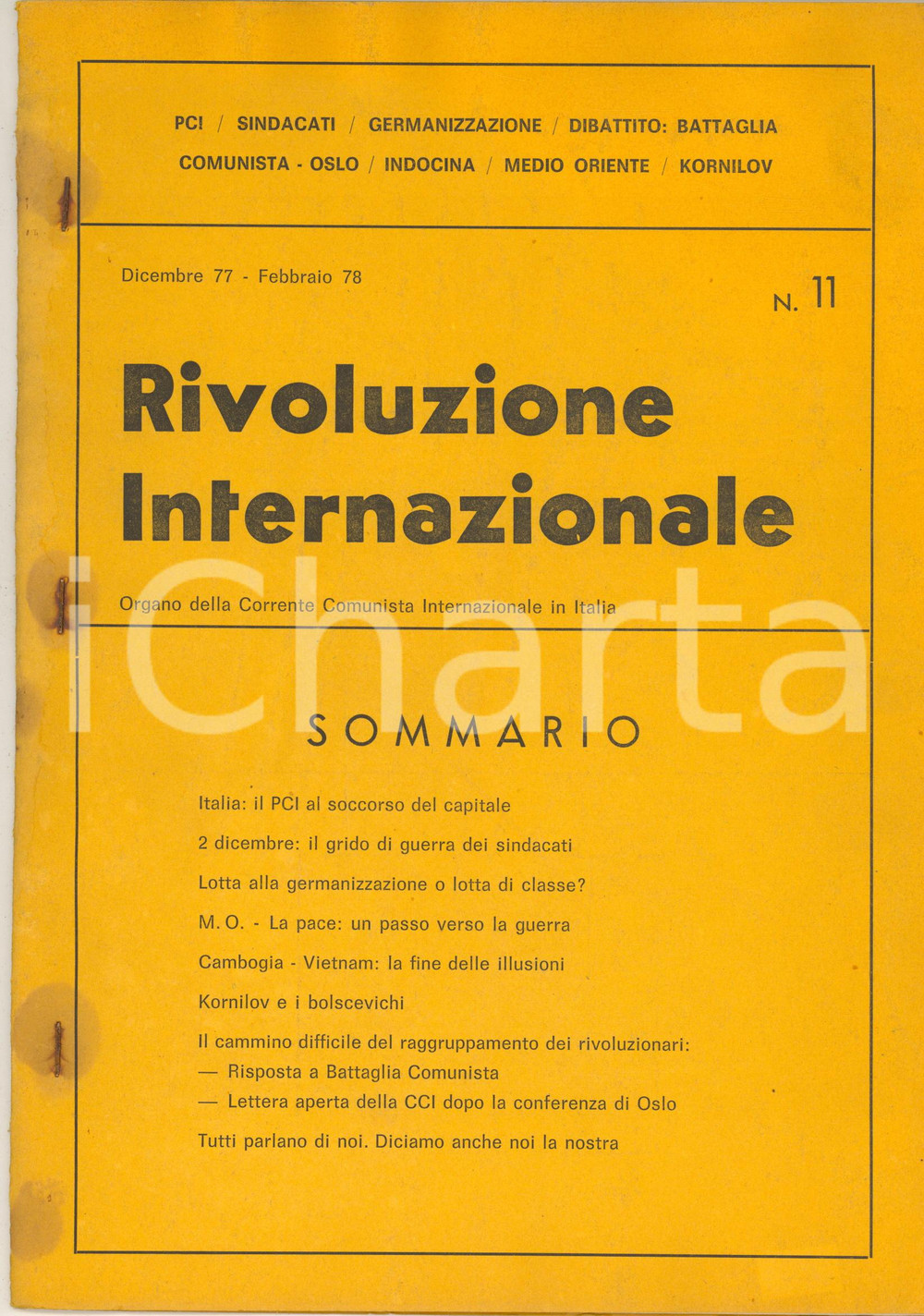 Giornale, rivista storica 1978 RIVOLUZIONE INTERNAZIONALE Italia: il PCI al soccorso del capitale  nÂ° 11 1