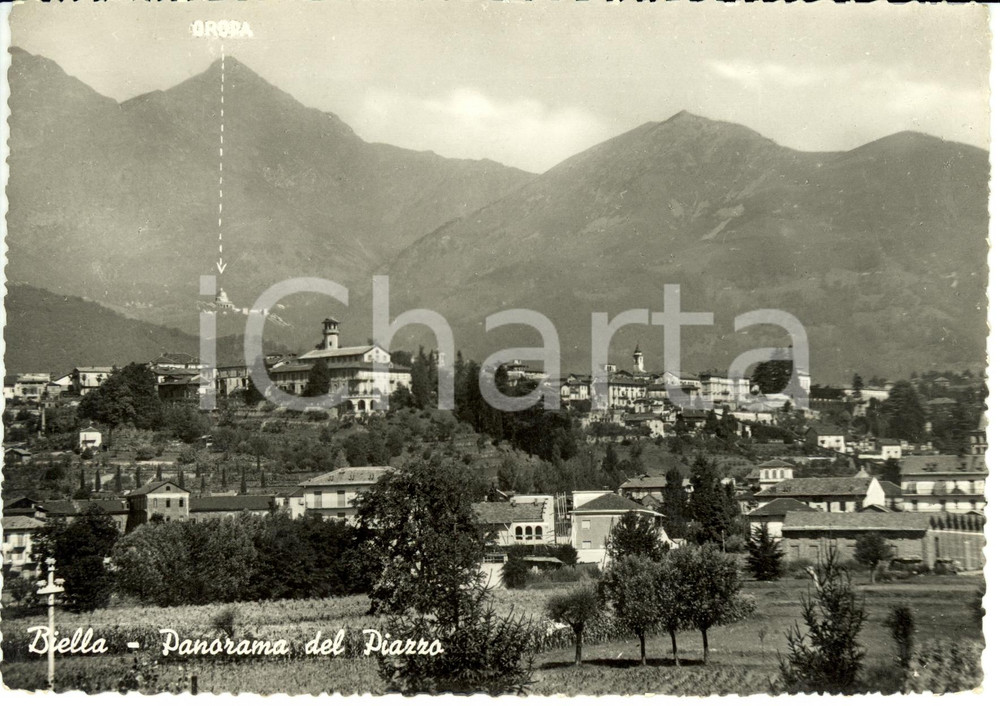Cartolina originale da collezione 1950 ca BIELLA Panorama del Piazzo Cartolina postale FG NV 1