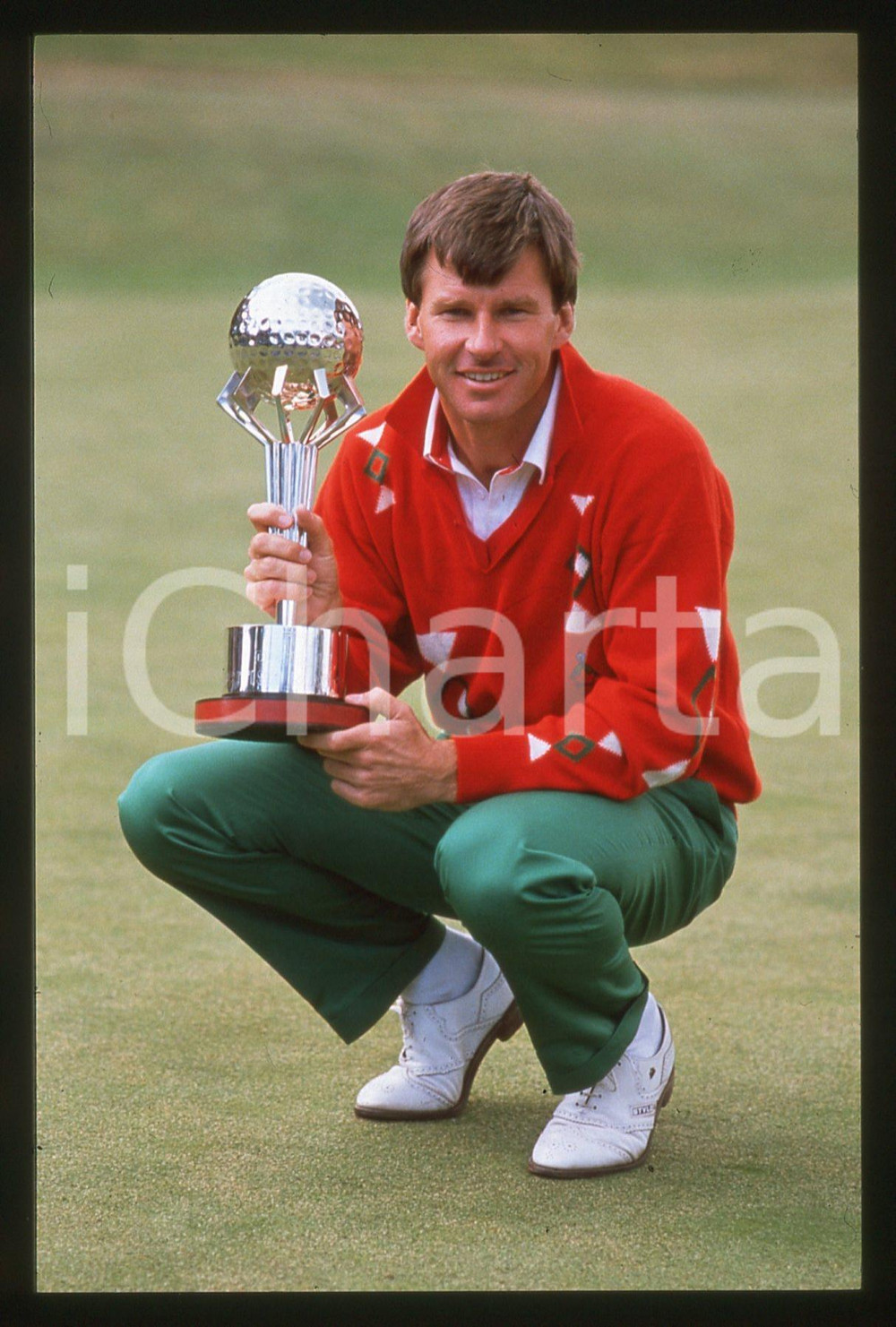 35mm vintage slide* 1989 GOLF - DUNHILL BRITISH MASTERS Nick FALDO with trophy