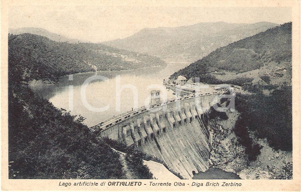 Cartolina originale da collezione 1930 ca MOLARE AL Lago ORTIGLIETO Diga BRIC ZERBINO Torrente ORBA Cartolina 1