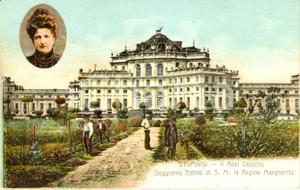 Cartolina originale da collezione 1915 ca STUPINIGI Il Real Castello soggiorno estivo Regina Margherita ILLUSTRATA 1