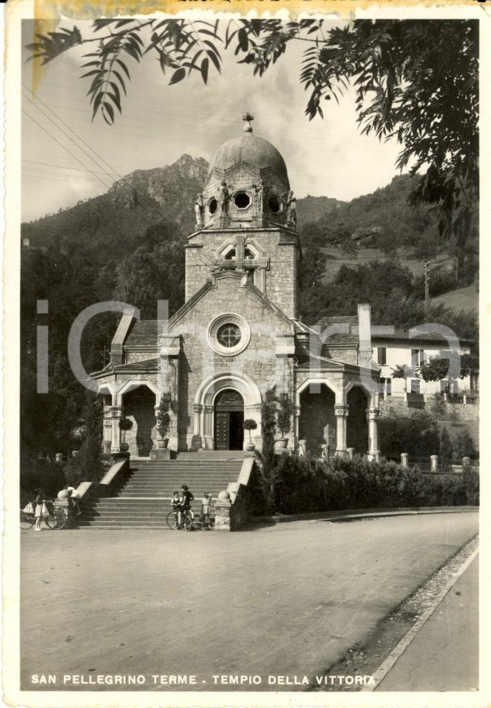 Cartolina originale da collezione 1948 SAN PELLEGRINO TERME (BG) Tempio della VITTORIA *Cartolina ANIMATA FG VG 1