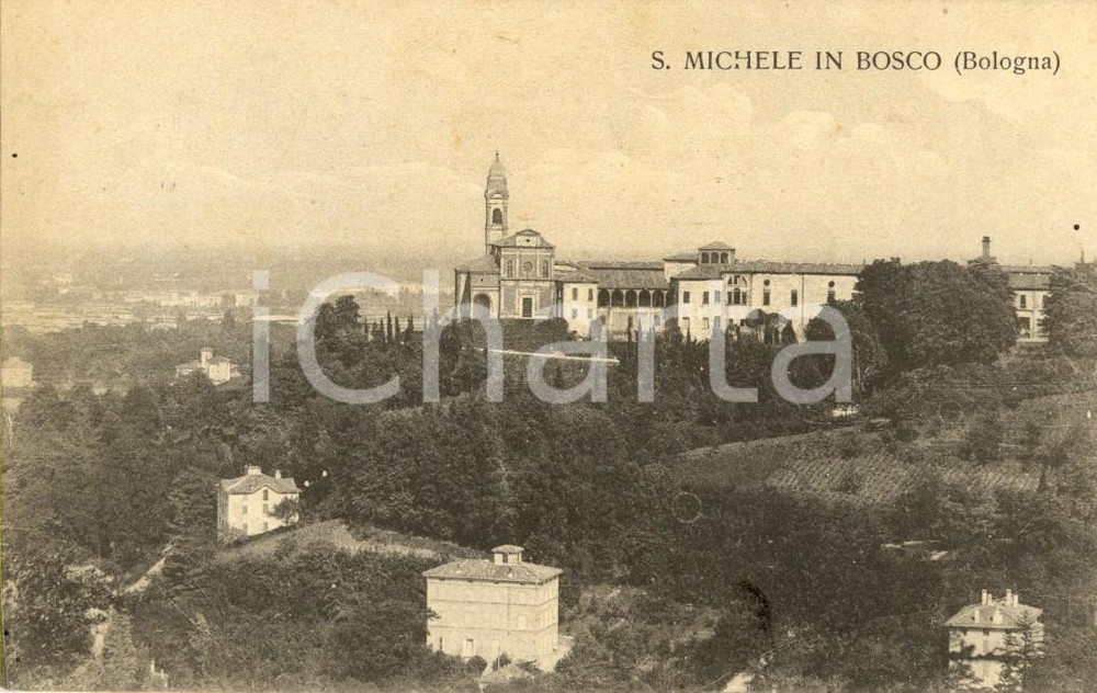 Cartolina originale da collezione 1919 BOLOGNA Veduta Monastero SAN MICHELE IN BOSCO *Cartolina postale FP VG 1