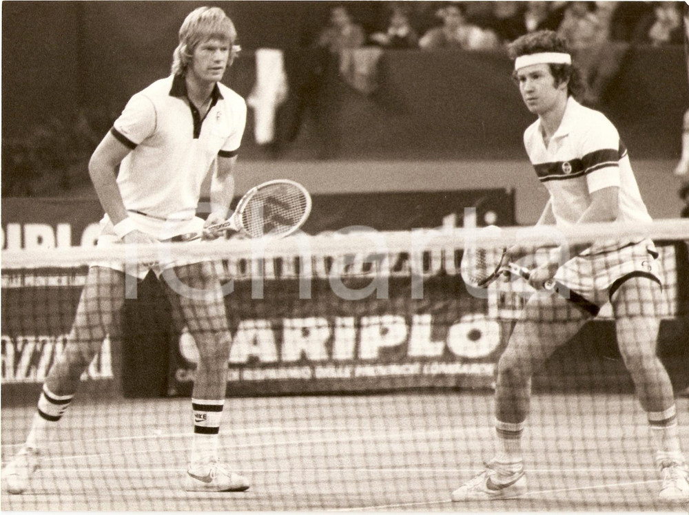 Fotografia d epoca originale 1980 MILANO Tennis RAMAZZOTTI CUP John MCENROE Peter FLEMING Doppio Fotografia 1