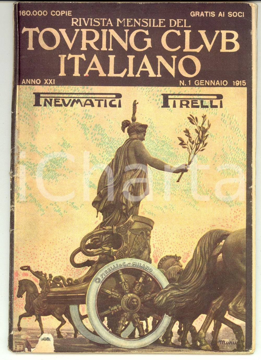 Giornale, rivista storica 1915 TOURING CLUB ITALIANO Opere d'arte distrutte dalla guerra *Anno XXI nÂ° 1 1