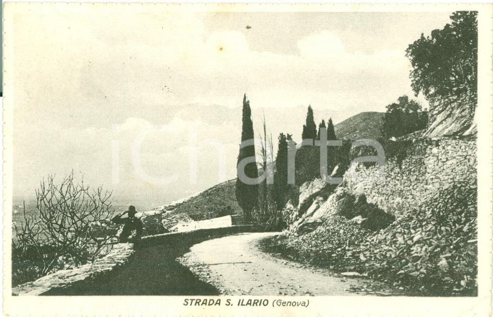 Cartolina originale da collezione 1929 GENOVA La strada SANT ILARIO Cartolina ANIMATA FP VG 1