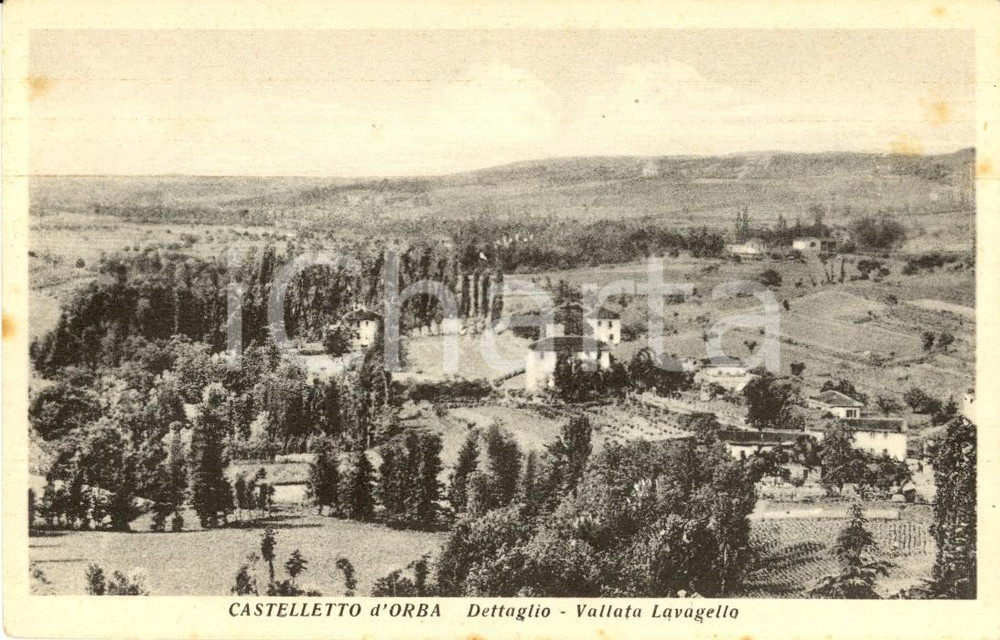 Cartolina originale da collezione 1940 ca CASTELLETTO D'ORBA (AL) Dettaglio paese e Valle LAVAGELLO *Cartolina NV 1