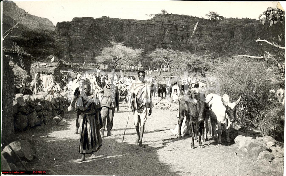 Fotografia d epoca originale 1936 ADDIS ABEBA ETIOPIA AOI Mercanti indigeni si recano al mercato Fotografia 1