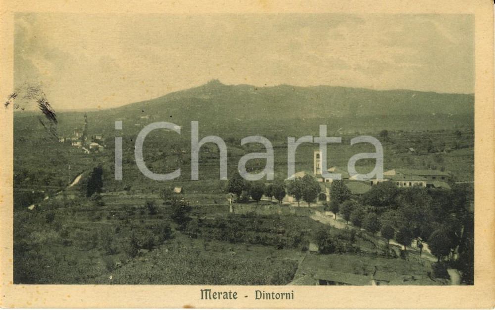 Cartolina originale da collezione 1920 ca MERATE LC Veduta del paese e delle campagne Cartolina postale FP NV 1