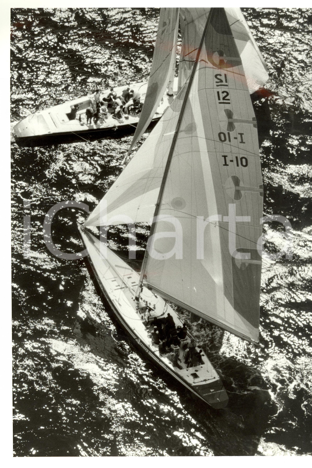 Fotografia d epoca originale 1986 VELA Y.C.I. Imbarcazioni ITALIA e AZZURRA III  Yacht Club Italiano 24 x 30 1