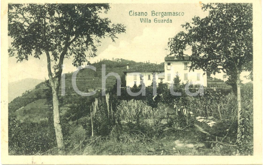 Cartolina originale da collezione 1923 CISANO BERGAMASCO (BG) Villa GUARDA e panorama *Cartolina FP VG 1