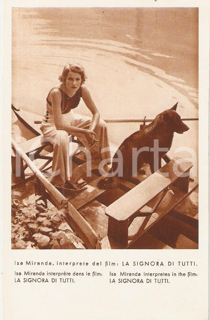 Cartolina originale da collezione 1934 LA SIGNORA DI TUTTI Isa MIRANDA posa su pattino Film Max OPHULS Cartolina 1