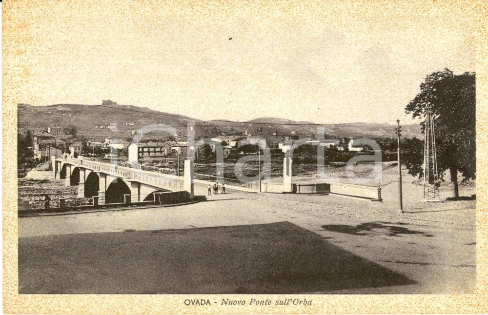Cartolina originale da collezione 1940 ca OVADA (AL) Veduta del nuovo ponte sul fiume ORBA *Cartolina FP NV 1