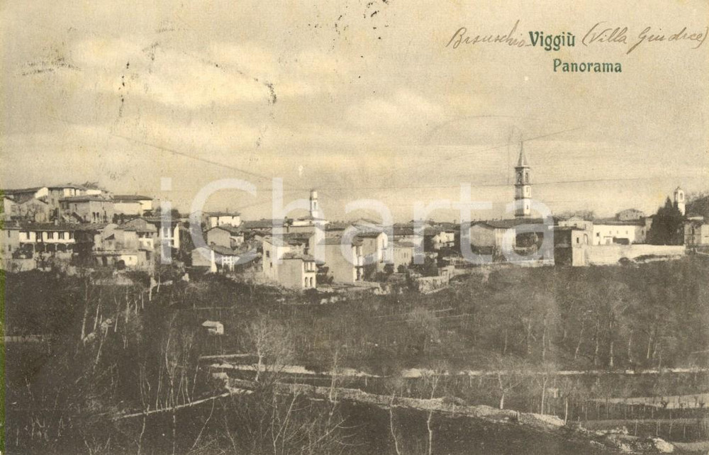 Cartolina originale da collezione 1908 VIGGIU  VA Panorama del paese e dei dintorni Cartolina postale FP VG 1