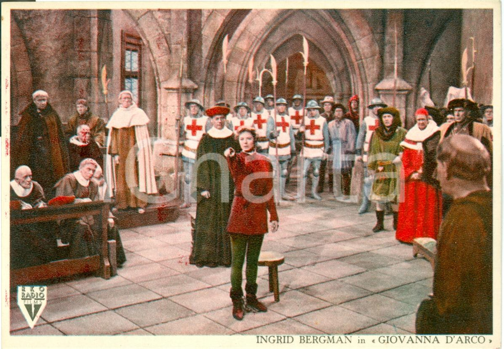 Cartolina originale da collezione 1948 INGRID BERGMAN Cartolina pubblicitaria GIOVANNA D'ARCO (2) 1
