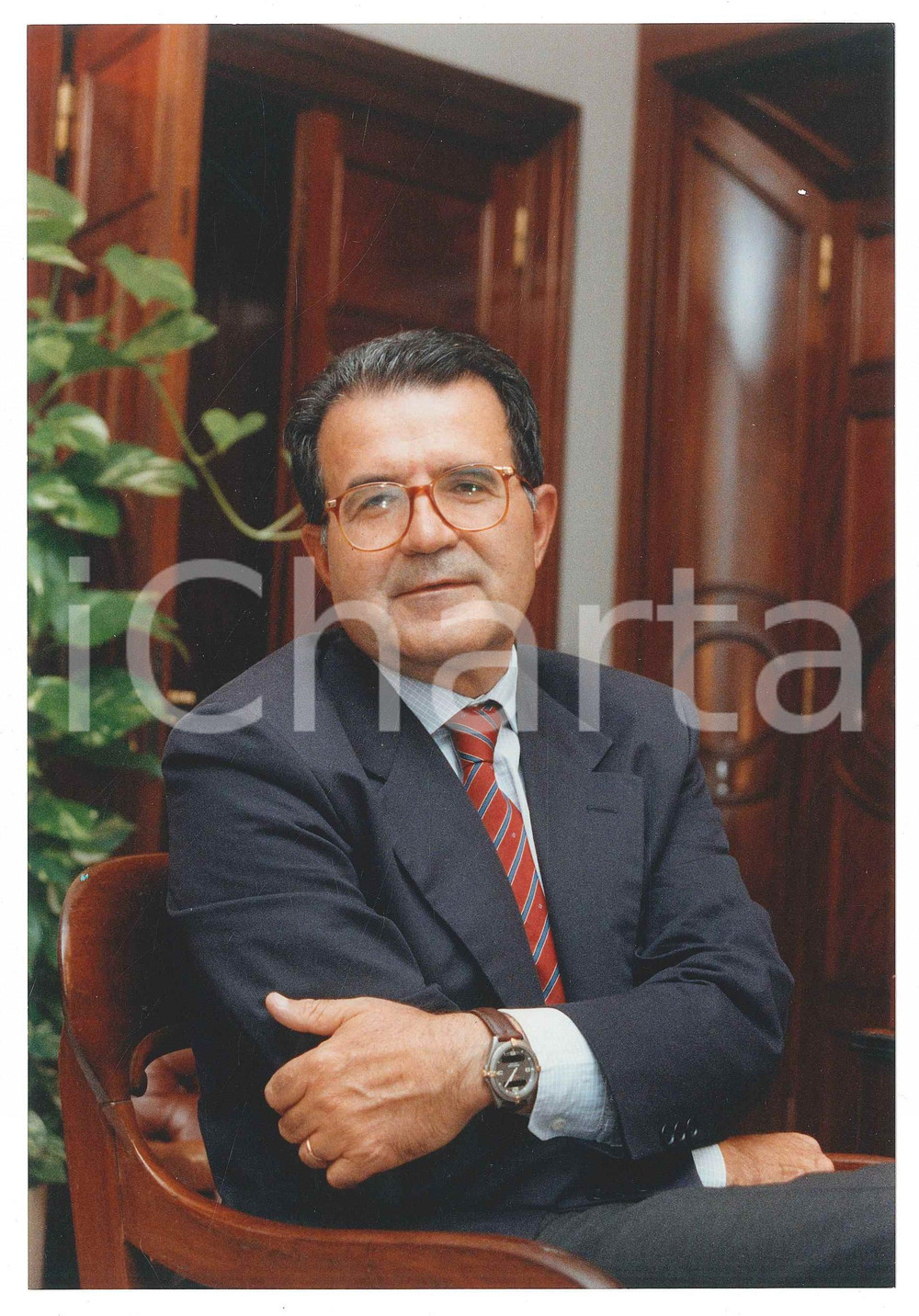 Fotografia d epoca originale 1985 ca ITALIA  POLITICA Romano PRODI Presidente IRI Foto 15x22 cm 1