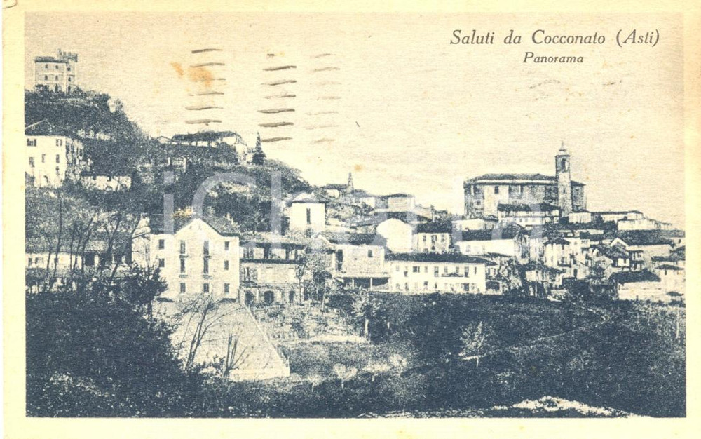 Cartolina originale da collezione 1938 COCCONATO (AT) Veduta panoramica del paese *Cartolina FP VG 1