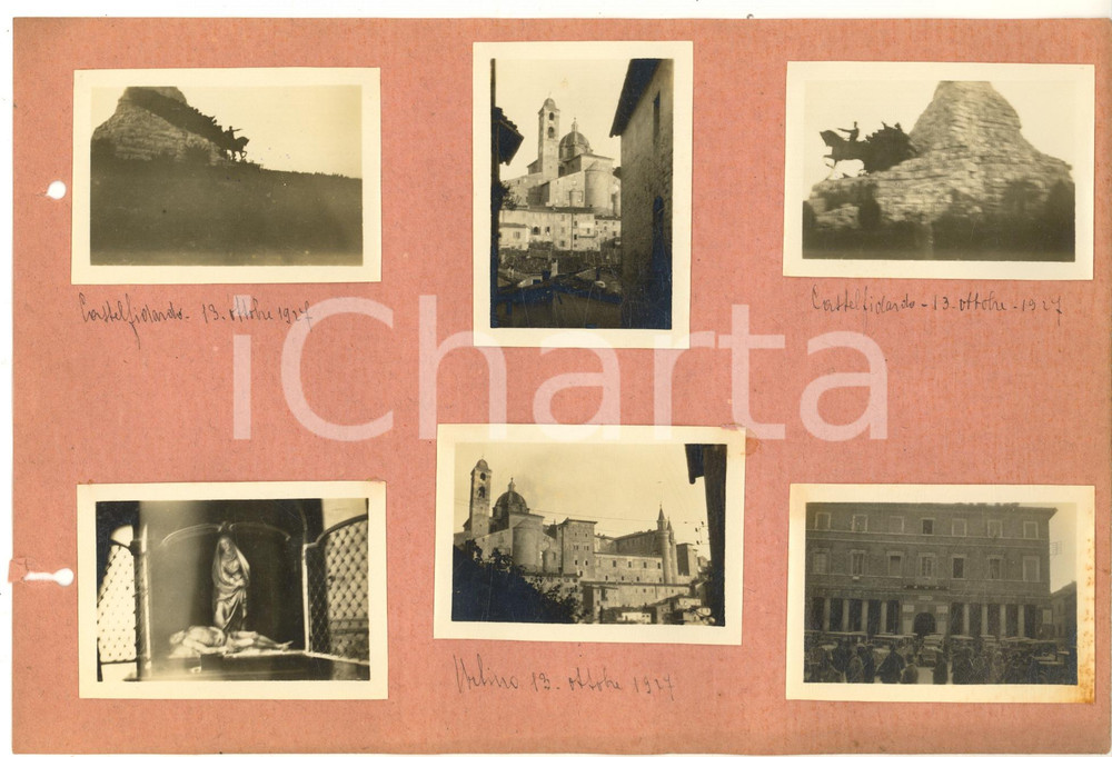 Fotografia d epoca originale 1927 CASTELFIDARDO / URBINO Congressisti DANTE ALIGHIERI in gita Collage 6 foto 1