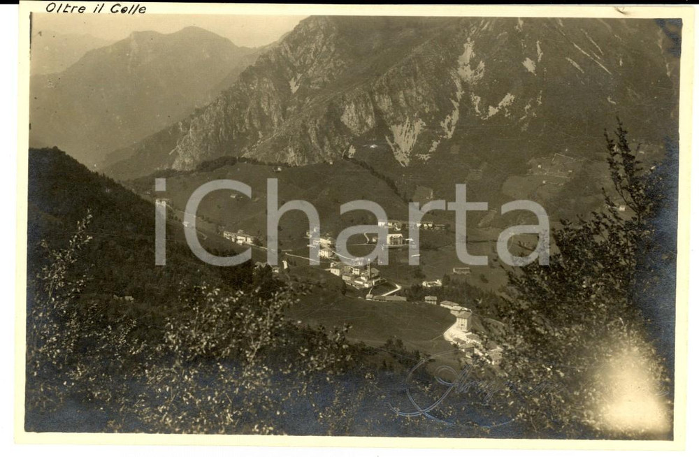 Fotografia d epoca originale 1916 OLTRE IL COLLE BG Veduta panoramica Foto Vincenzo ARAGOZZINI 15x10 cm 1