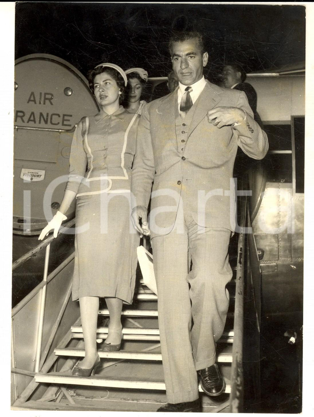 1957 ROMA Arrivo dello Scià di Persia con la regina Soraya per una vacanza *Foto