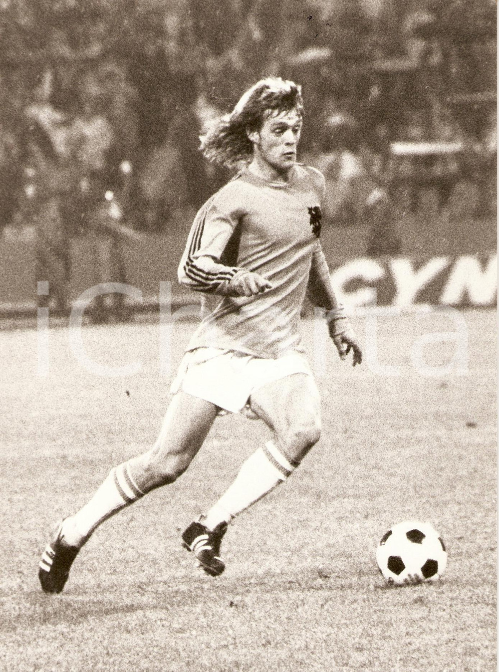 Fotografia d epoca originale 1975 ca OLANDA Calcio MONDIALI John Nicholaas REP in azione Fotografia 1
