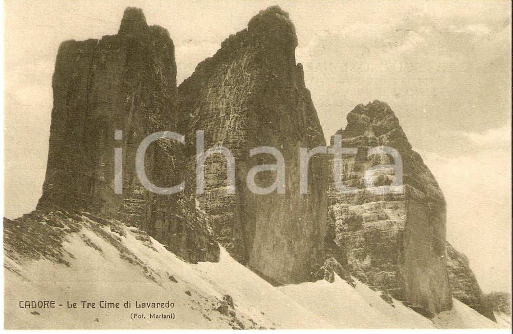 Cartolina originale da collezione 1913 Touring Club Italiano CADORE Tre cime di Lavaredo *CARTOLINA FP NV 1