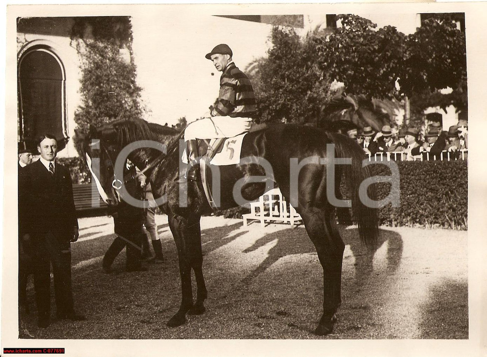 Fotografia d epoca originale 1933 Roma Derby Galoppo Capannelle Vincitore Pilade 1
