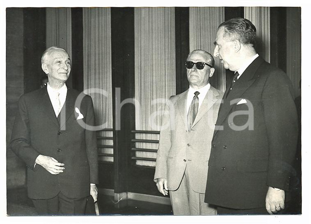 1959 ROMA - TERMINI Antonio SEGNI Giovanni GRONCHI Giuseppe PELLA *Foto 18x13 cm