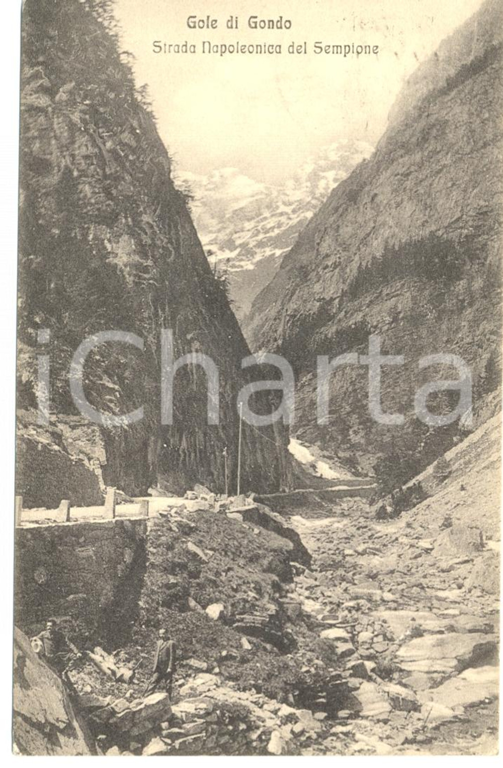 Cartolina originale da collezione 1916 GONDO (Svizzera) Strada NAPOLEONICA del SEMPIONE *Cartolina FP VG 1