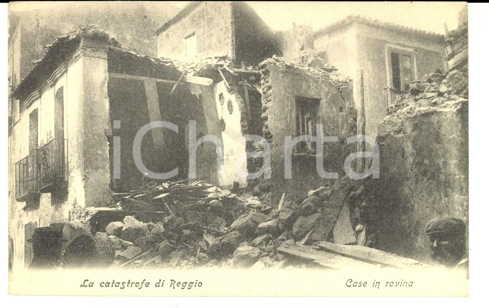 Cartolina originale da collezione 1908 TERREMOTO REGGIO CALABRIA Case in rovina Cartolina postale FP NV 1