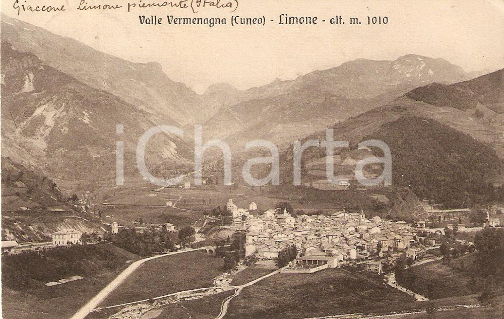 Cartolina originale da collezione 1924 LIMONE PIEMONTE (CN) Panorama della VALLE VERMENAGNA *Cartolina FP VG 1