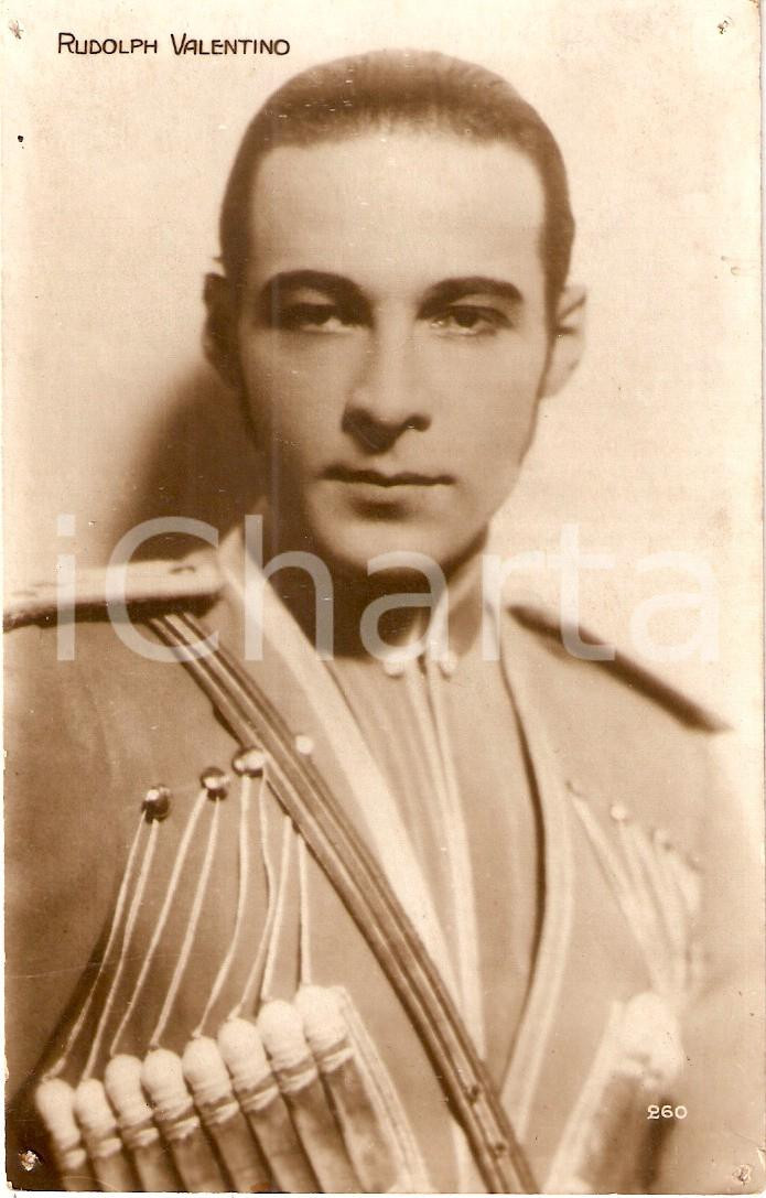Cartolina originale da collezione 1920 ca CINEMA Rudolph VALENTINO Ritratto in divisa militare Cartolina FP NV 1