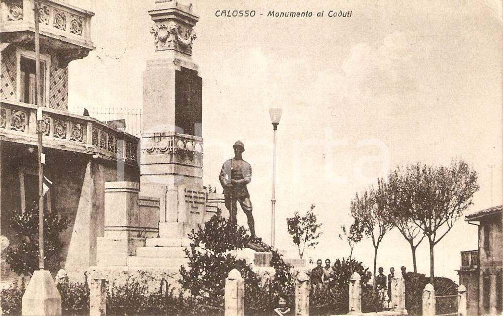 Cartolina originale da collezione 1946 CALOSSO AT Monumento ai Caduti Cartolina ANIMATA FP VG 1