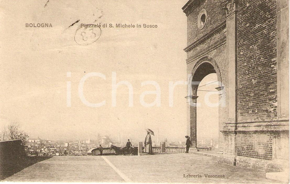 Cartolina originale da collezione 1910 ca BOLOGNA Chiesa di SAN MICHELE IN BOSCO  Il piazzale Cartolina FP VG 1