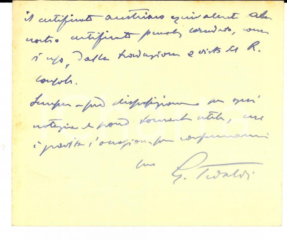 Autografo originale 1930 ROMA Ministero dell INTERNO Giuseppe TEDALDI sulla nomina di un infermiere 1