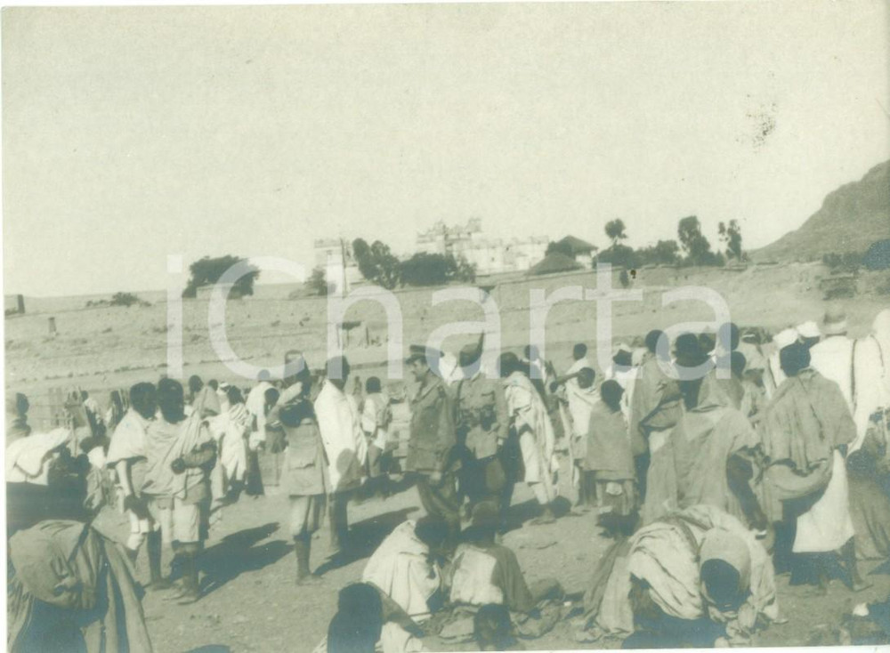 Fotografia d epoca originale 1937 MACALLÃˆ ETIOPIA Truppa di ascari con ufficiale Fotografia 1