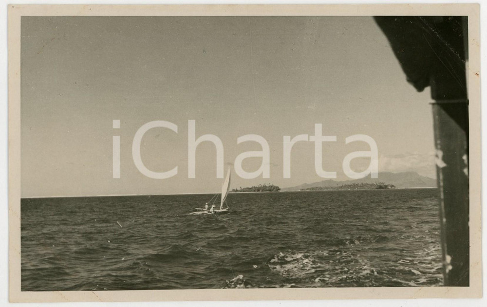 Fotografia d epoca originale 1937 RAIATEA Polinesia Veduta da TAHAA 3REAL PHOTO cm 13,5 x 8,5 1