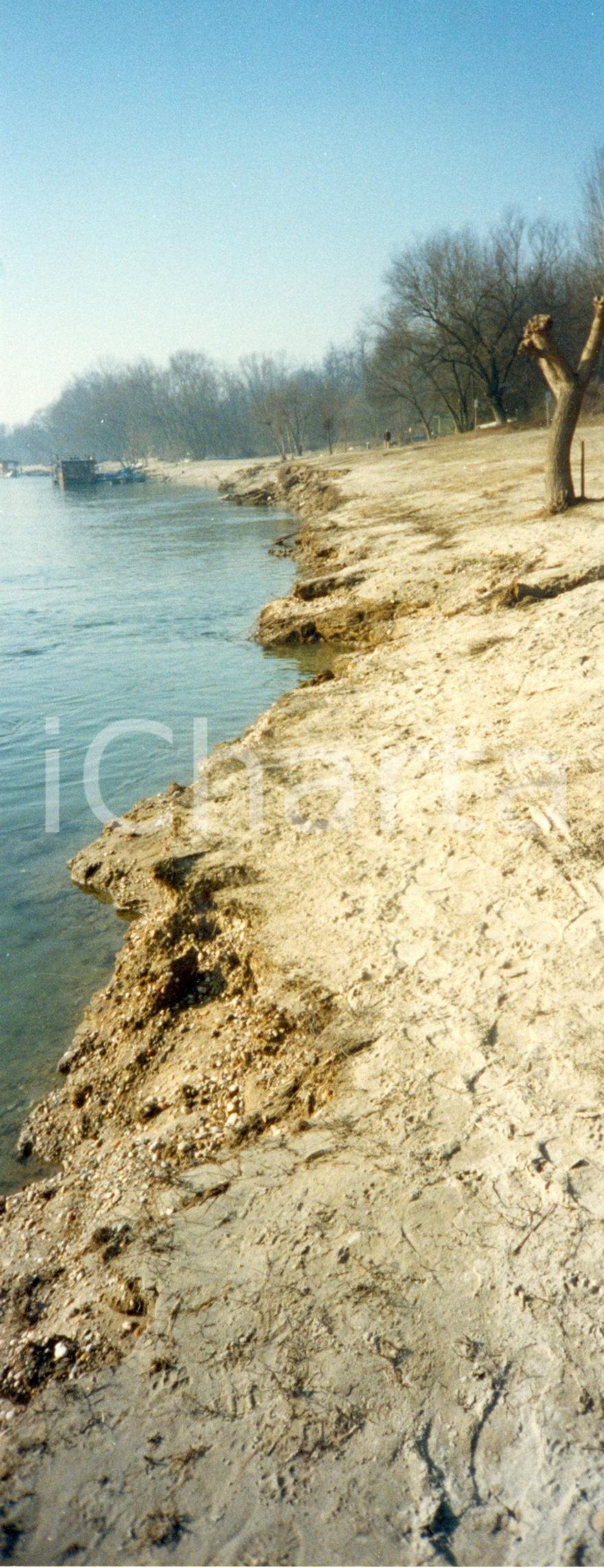 Fotografia d'epoca originale 1990 ca PAVIA SAN LANFRANCO Veduta panoramica riva sinistra TICINO *Foto 29x11 1
