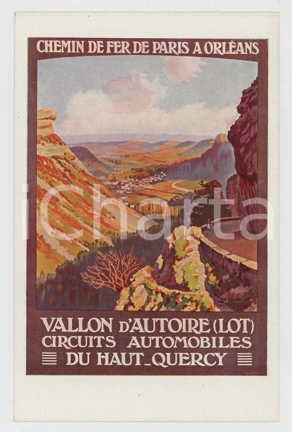 Cartolina originale da collezione 1910 ca CHEMIN DE FER DE PARIS Ã€ ORLÃ‰ANS  LOT Vallon d Autoire  Postcard FP NV 1