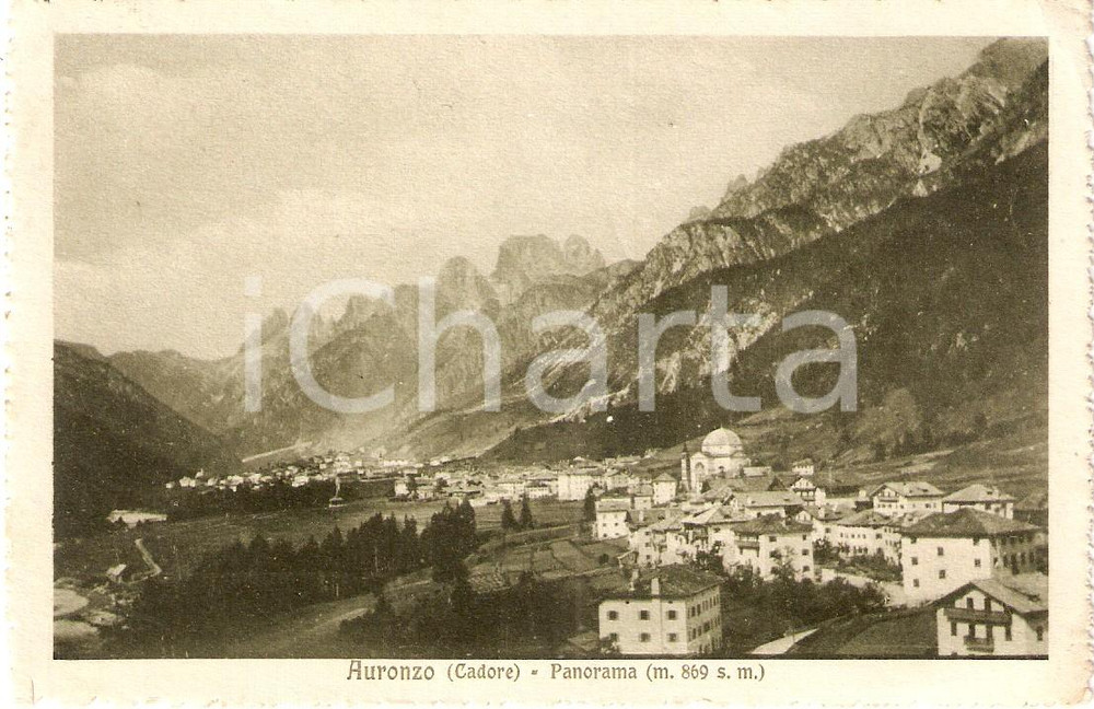 Cartolina originale da collezione 1915 AURONZO DI CADORE Belluno Panorama generale della Valle Cartolina FP NV 1