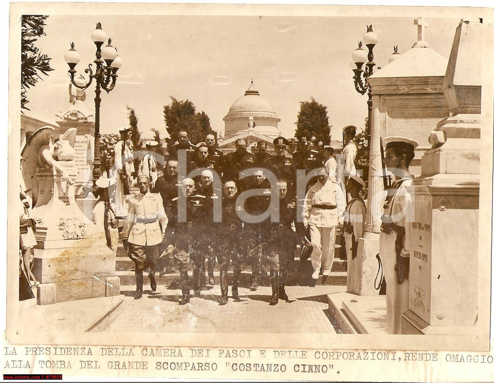 Fotografia d epoca originale 1939 Livorno COSTANZO CIANO Omaggio alla tomba 1