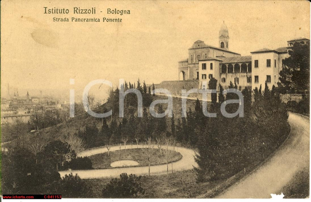 Cartolina originale da collezione 1917 BOLOGNA Istituto RIZZOLI Strada Panoramica Ponente 1