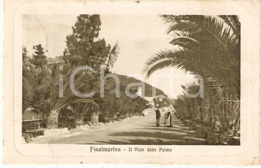 Cartolina originale da collezione 1914 FINALE LIGURE SV Viale delle PALME a FINALMARINA Cartolina ANIMATA FP VG 1