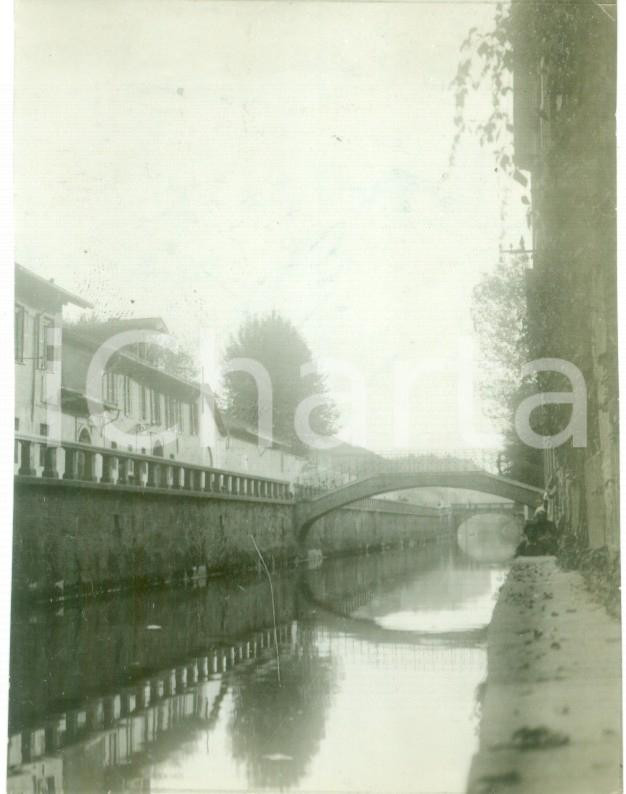 Fotografia d epoca originale 1930 ca MILANO Veduta del Naviglio in Via Lodovico il Moro Fotografia 1